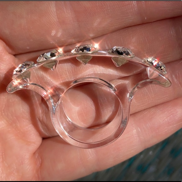 Clear Acrylic statement ring embellished with genuine crystals, cocktail ring - Picture 12 of 12